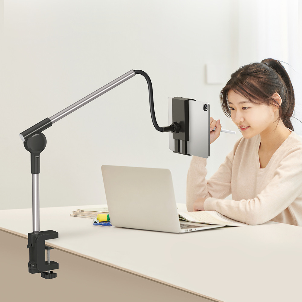 모락 스윙 자바라 탭 패드 태블릿 스마트폰 탁상용 침대 거치대 - 상품 이미지