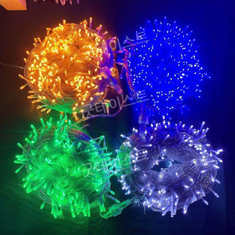 지네전구 크리스마스 트리 전구 장식 조명 300구 500구 LED 줄조명 결혼식장 호텔 컬러풀  20색 20미터 200구  플러그인형  고품질 - 상세 이미지 3
