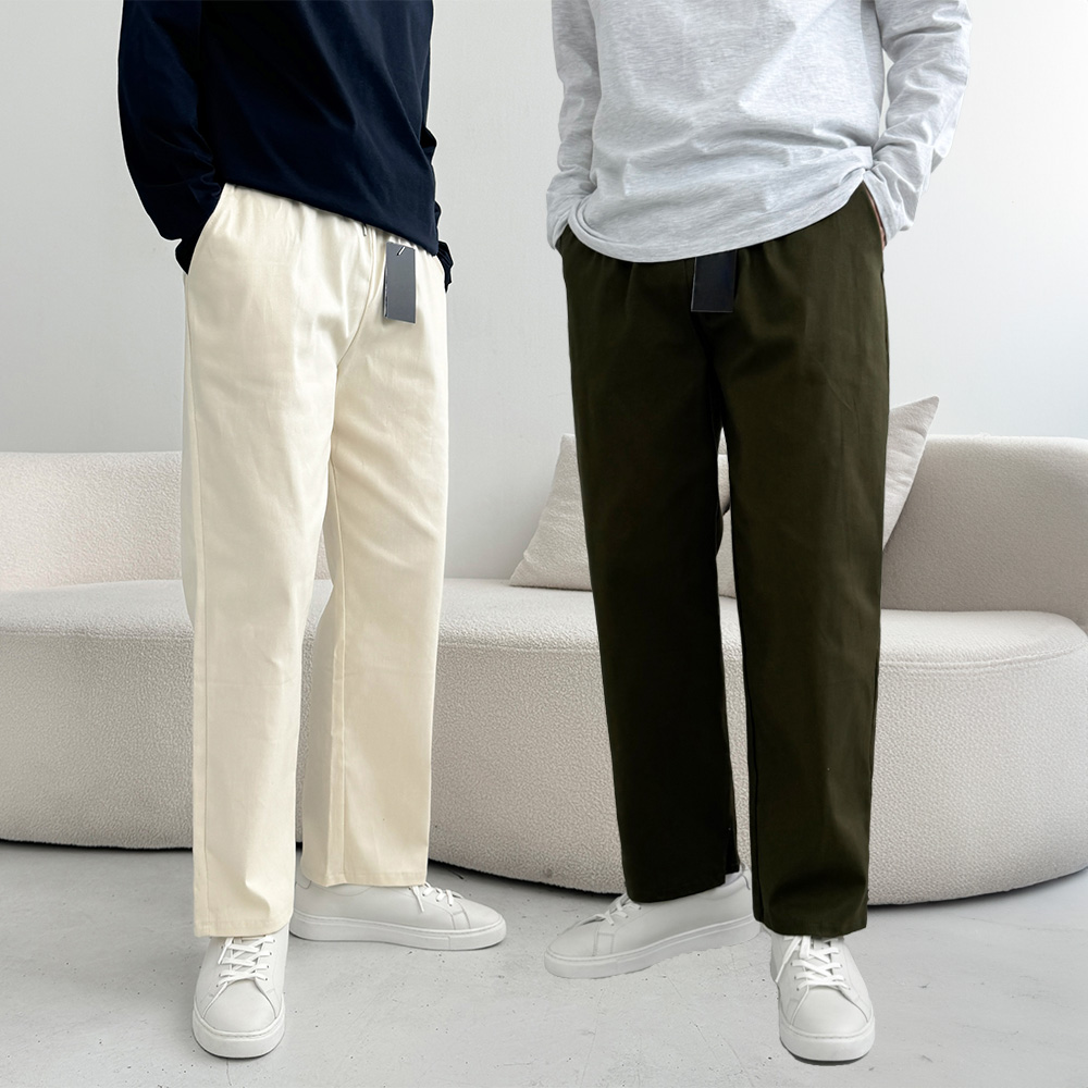 1+1 테이퍼드핏 테이퍼드슬랙스 남자스판면바지 - 상품 이미지