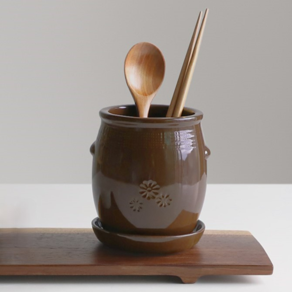 항아리 도자기 물빠짐 옹기수저통 조리도구 수저꽂이 숟가락 젓가락 보관 물받이 식탁 테이블
