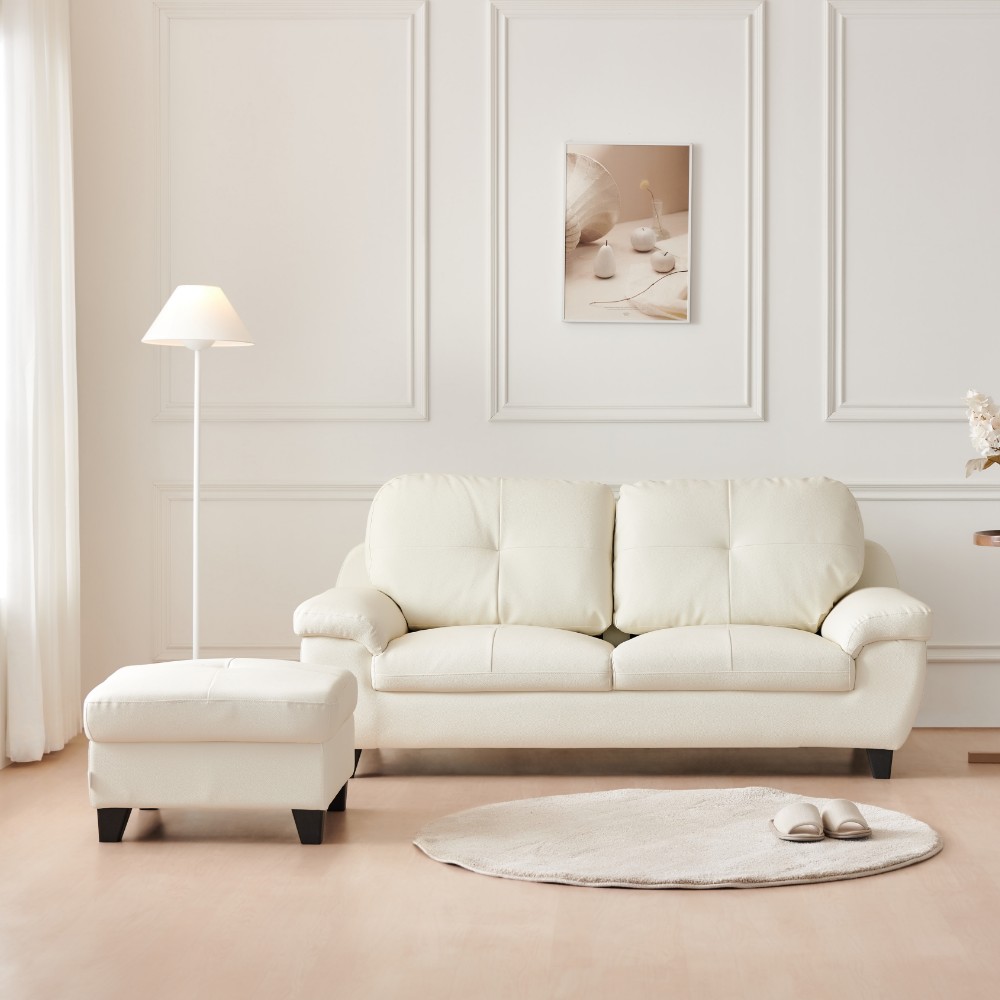 동서가구 홈즈 3인 가죽 소파