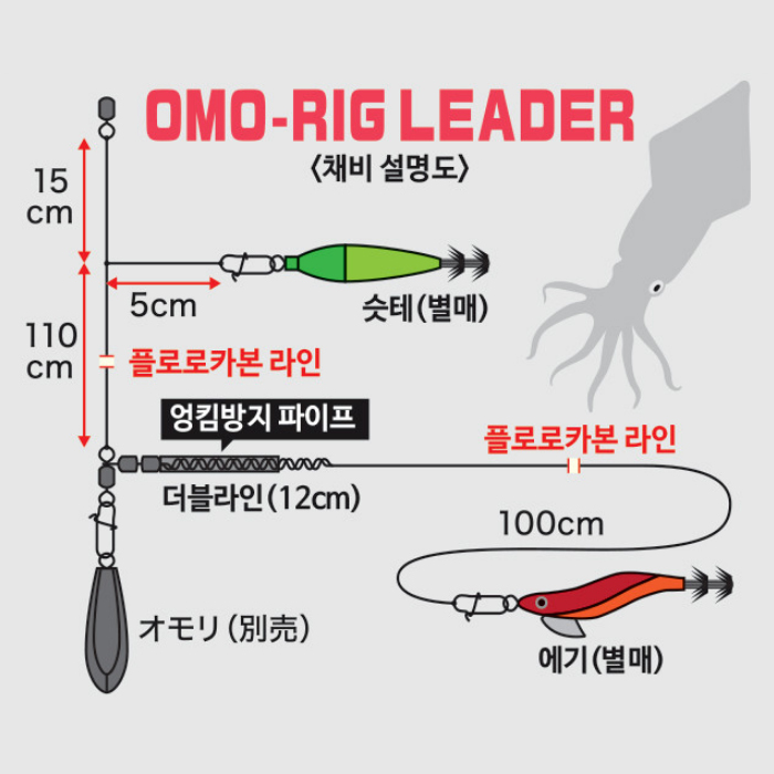 미루드래곤 오모리그 리더 싱글 더블 한치 오모리채비 오모리리그 선상낚시 왕눈이 이카메탈 - 상세 이미지 4