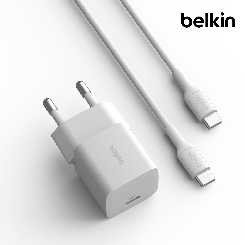 벨킨 25W USB-C PD 3.1 PPS 초소형 고속 충전기 1M 케이블 포함 USB IF 인증 WCA012WH 아이폰17 16 갤럭시S25 호환