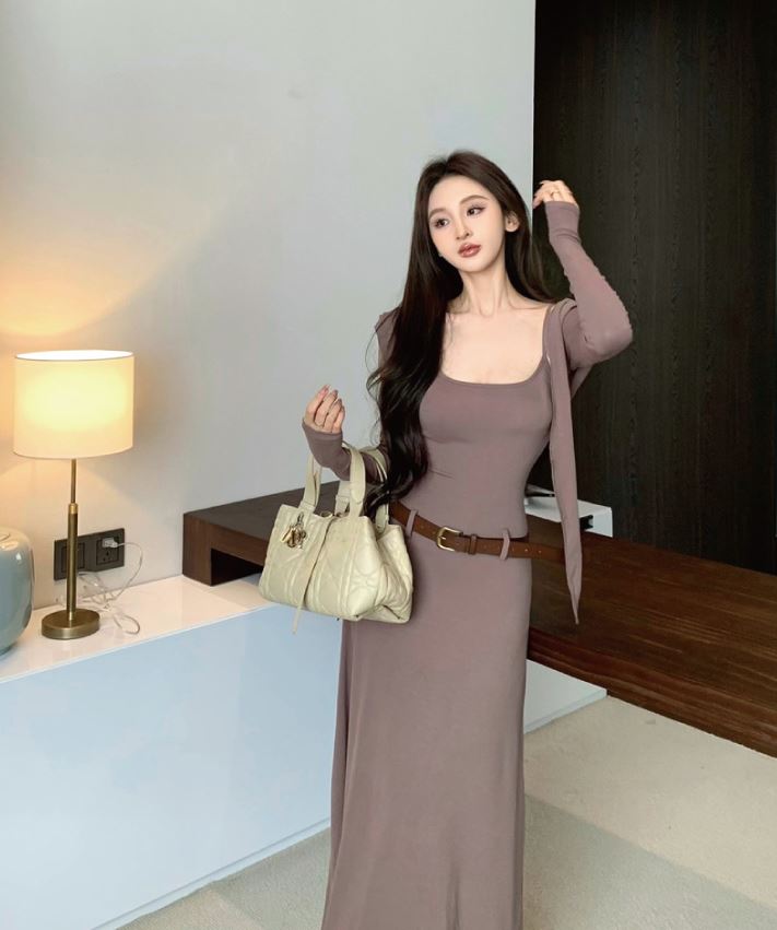 [lucywear] 나시 롱 원피스 가디건 세트 (벨트포함)
