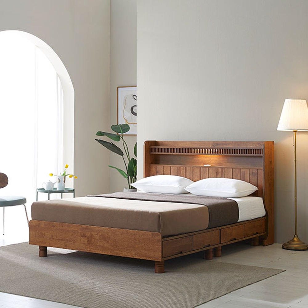 까사홈 헤이즐 1131 LED 원목침대 퀸사이즈 Q