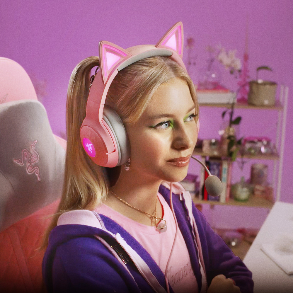 [혜택가 19만]레이저 방송용 고양이 RGB 게이밍 헤드셋 유튜브 코스프레 키티 펑티모