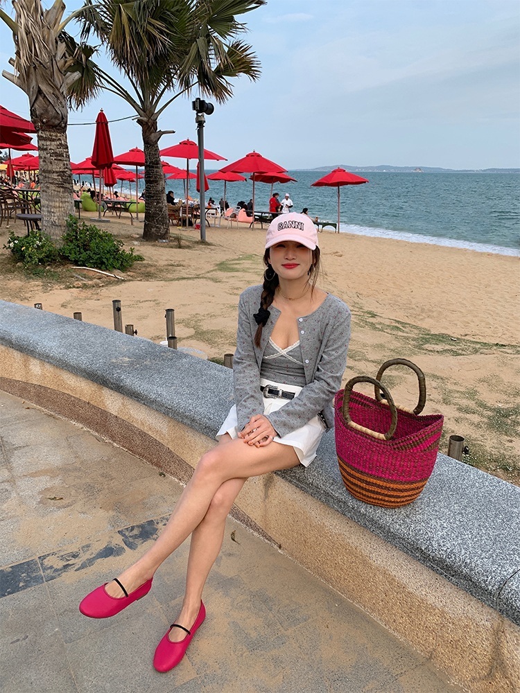 꽃무늬나시 가디건 세트 빈티지 그레이 회색 플라워 패턴 뷔스티에 셋업 코디 고급소재 - 상세 이미지 4