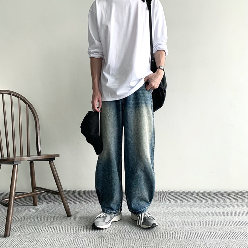 1+1 남자와이드청바지 남자진청바지 벌룬데님 - 상세 이미지 3