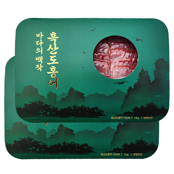 [백년수산] 흑산도 홍어 1kg x 2팩 + [증정] 용기초장 4개+홍어뼈2개 : 오늘의할인마트
