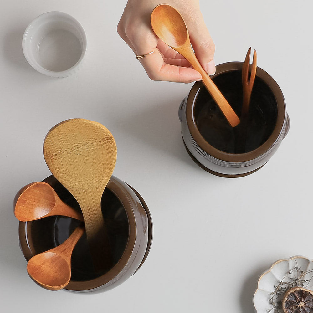 항아리 도자기 물빠짐 옹기수저통 조리도구 수저꽂이 숟가락 젓가락 보관 물받이 식탁 테이블 - 상세 이미지 3