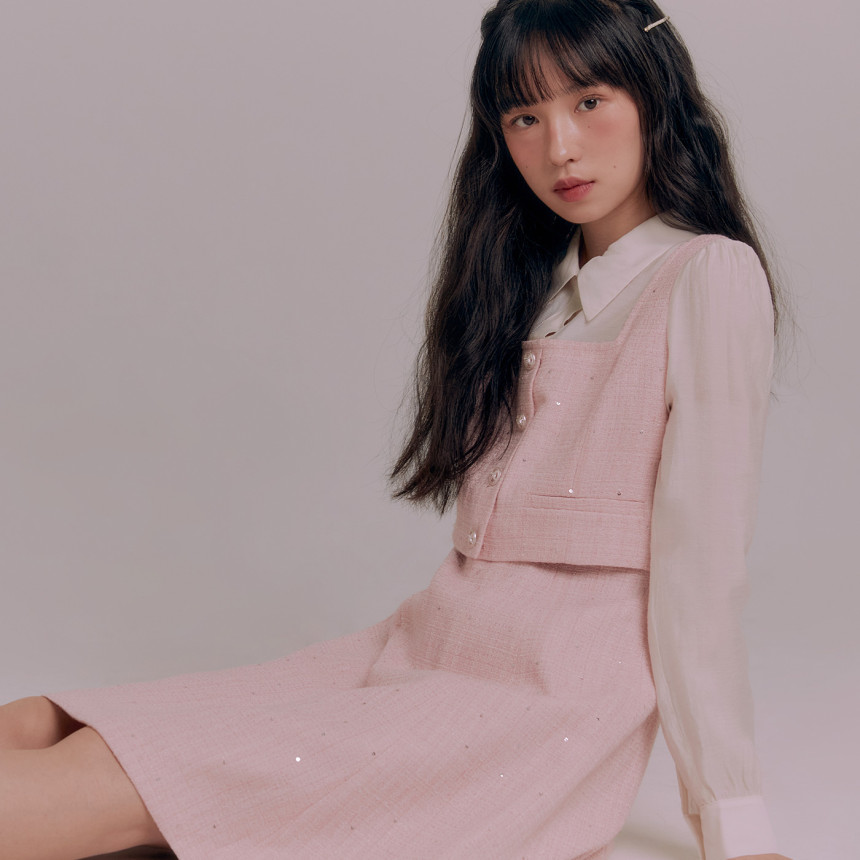 로엠 배색 트위드 미니 원피스 RMOWE49S18