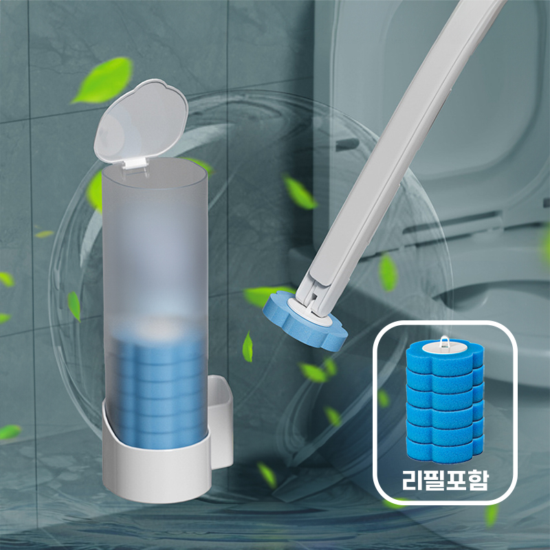 스파클리 일회용 변기크리너 청소솔 핸들+디스펜서+리필 세트 - 상품 이미지