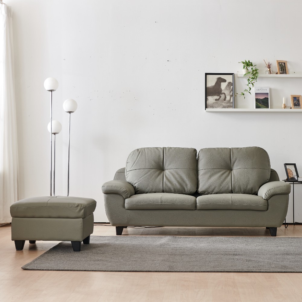 동서가구 홈즈 3인 가죽 소파