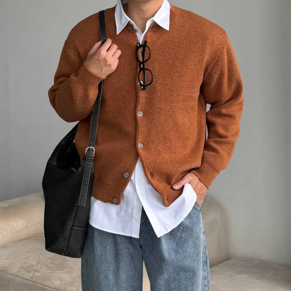 남자 돈론 봄 가을 간절기 캐주얼 라운드 가디건 - 상세 이미지 3