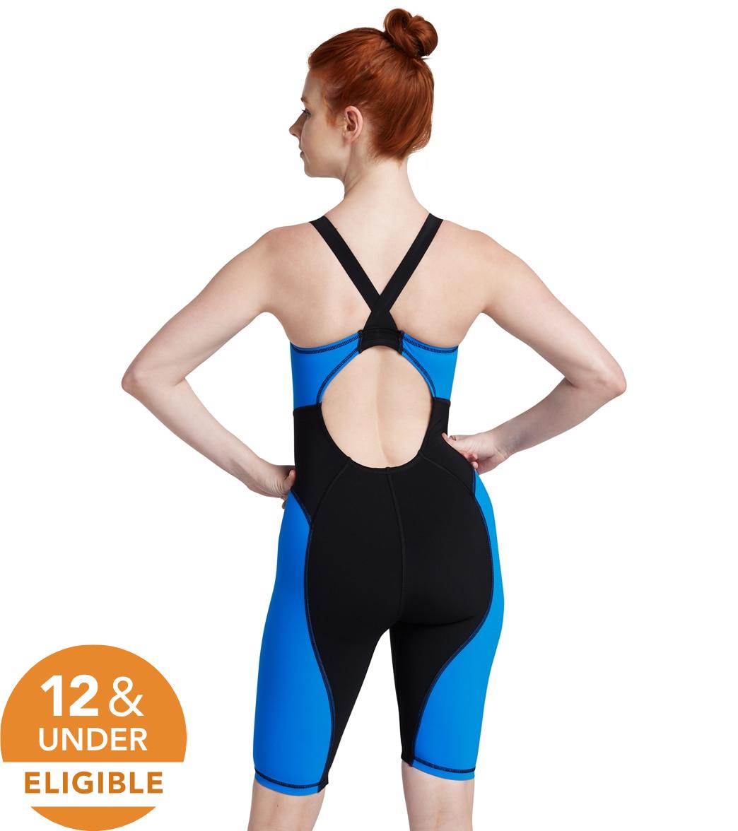 스피도 여성 뱅퀴셔 니스킨 테크수트 반신 선수 수영복 Speedo Blue - 상세 이미지 3