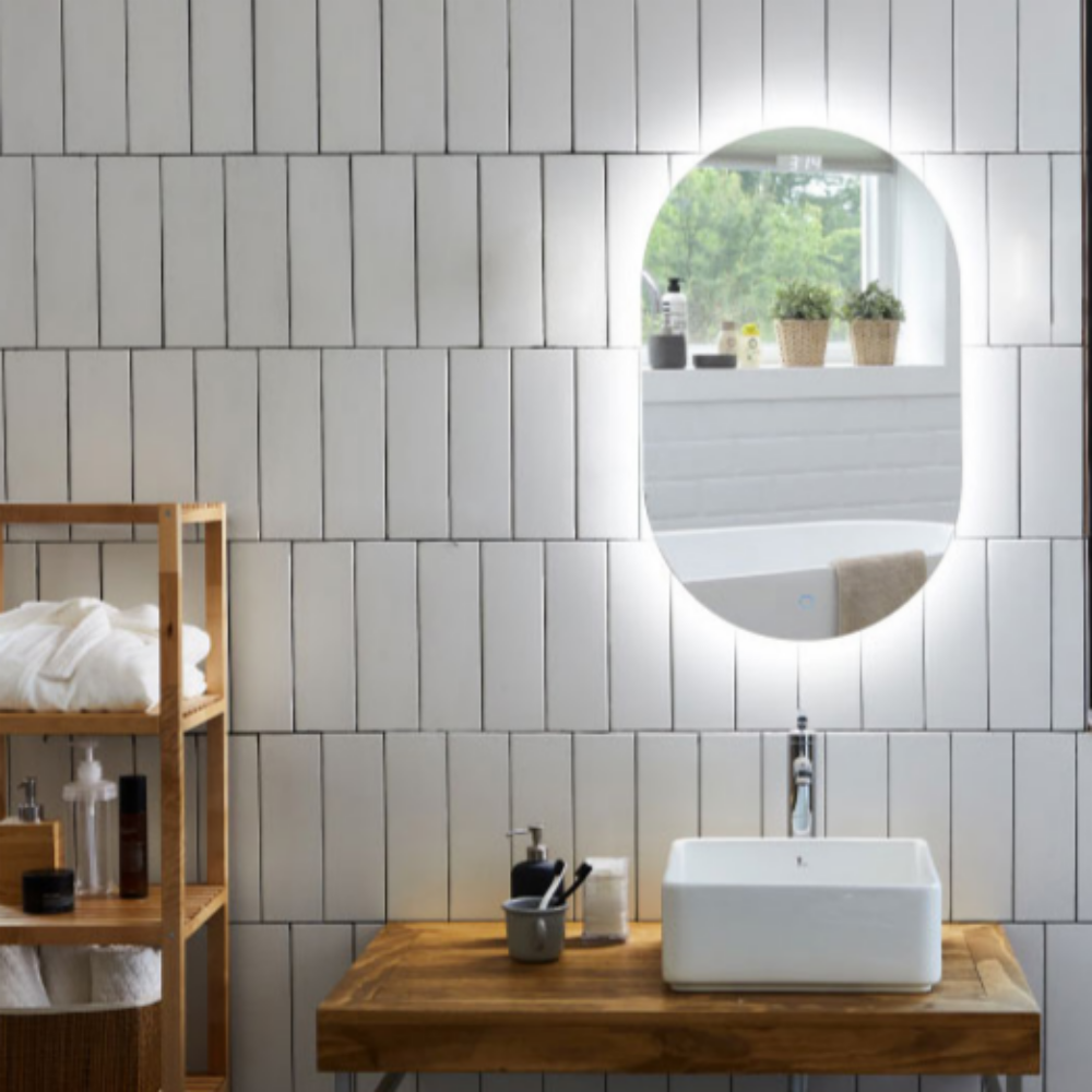 루미 타원형 LED 간접조명 벽거울 500x800 터치 인테리어 조명 거울