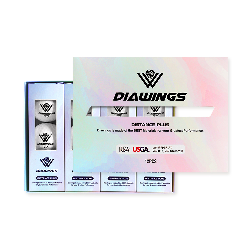 [12구세트] 다이아윙스 고반발 비거리 전용 장타 골프공 세트 M2 화이트