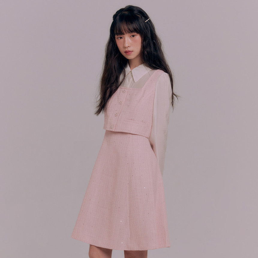 로엠 배색 트위드 미니 원피스 RMOWE49S18
