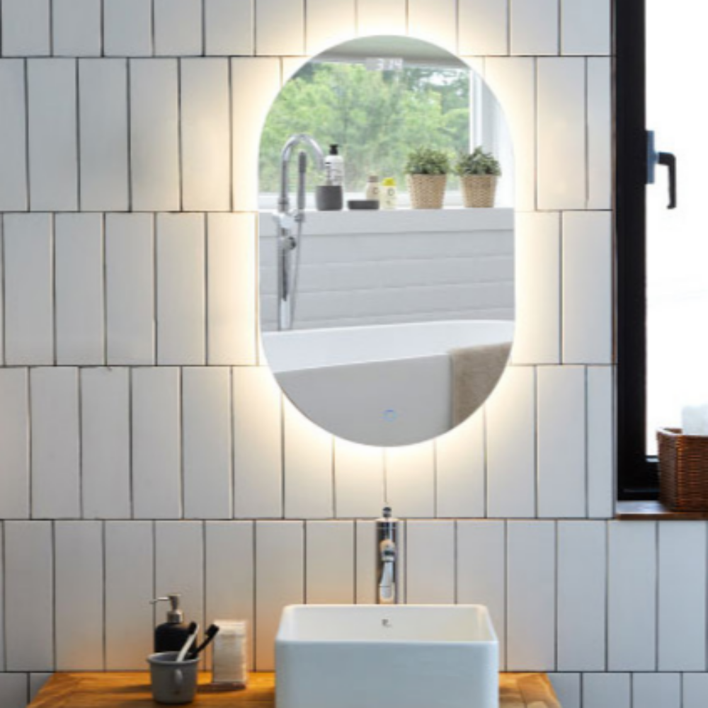 루미 타원형 LED 간접조명 벽거울 500x800 터치 인테리어 조명 거울