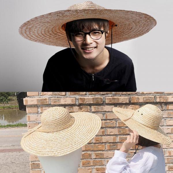 밀짚모자 52cm 자외선 햇빛가리개 제주 여행 농부 캠핑 과수원 : 블루데이지샵