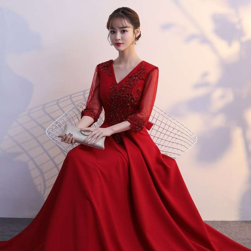 여성 합창복 공연복 무대의상 단체복 연주복 드레스 D - 상품 이미지