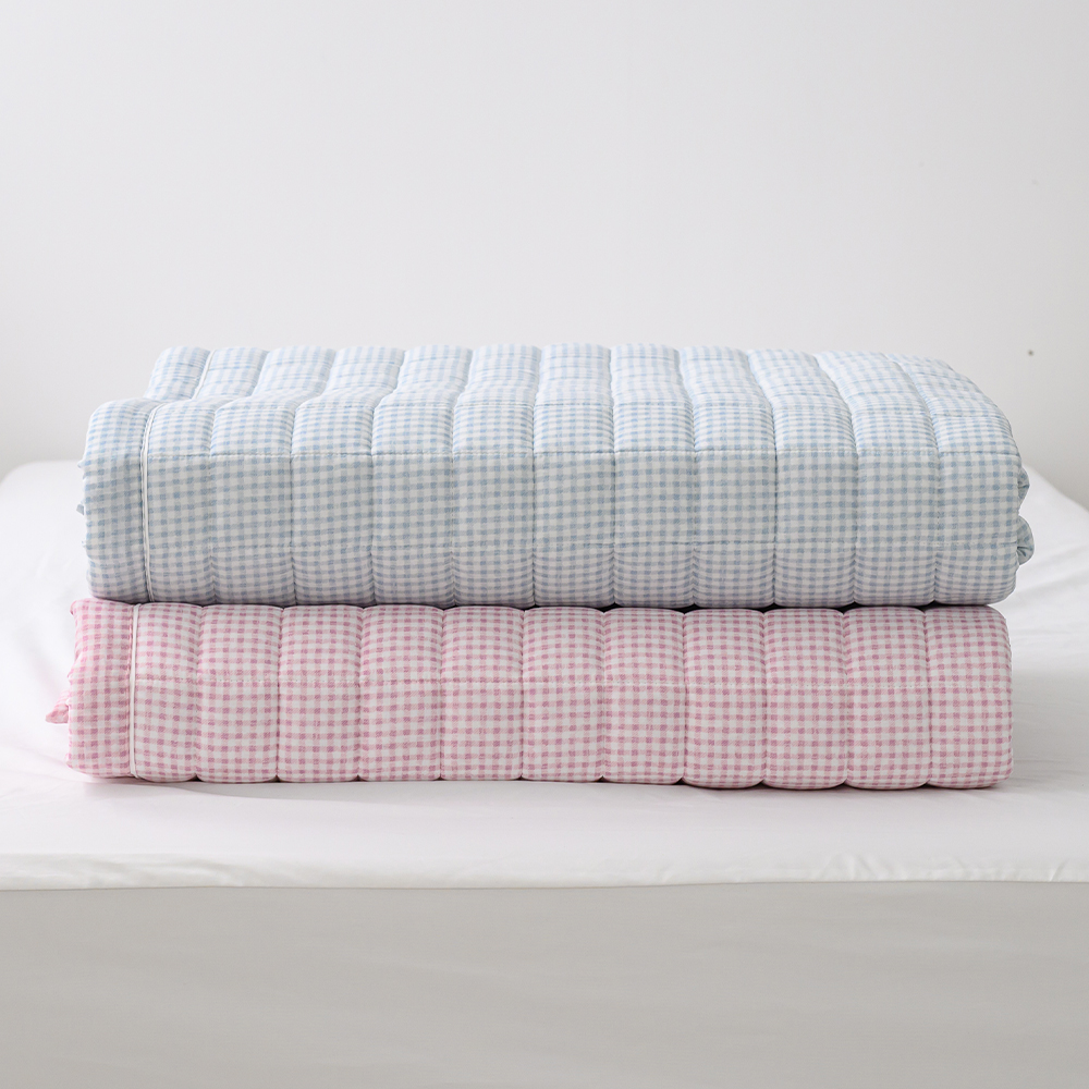 어린이침구 체크무늬 모달 100% 슈퍼싱글 논슬립 고정밴드 침대패드