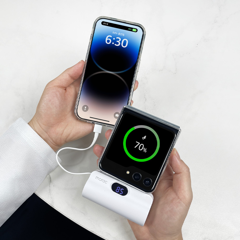 모락 런처 2in1 도킹형 디스플레이 보조배터리 C타입 5000mAh 미니 휴대용 - 상세 이미지 4