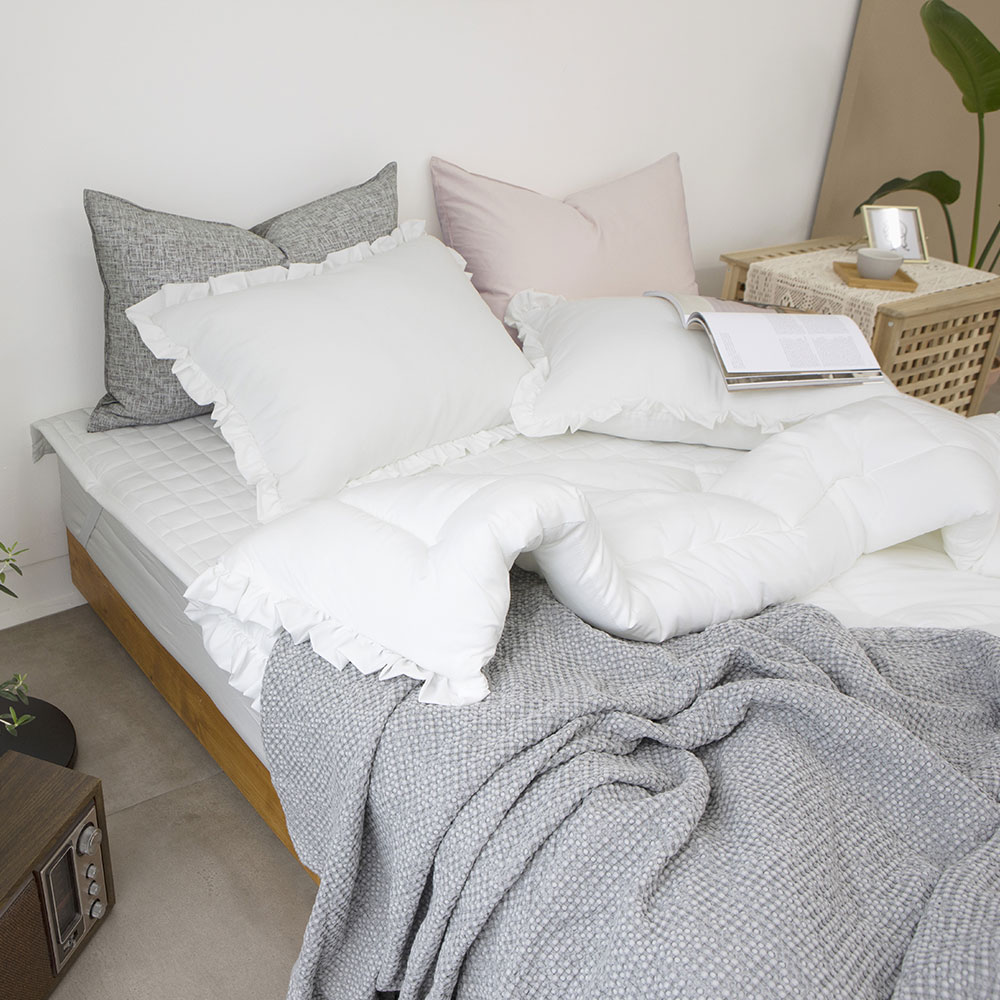 고밀도워싱 옥수수솜 사계절이불 6colors 차렵이불 SS 클라우드 화이트