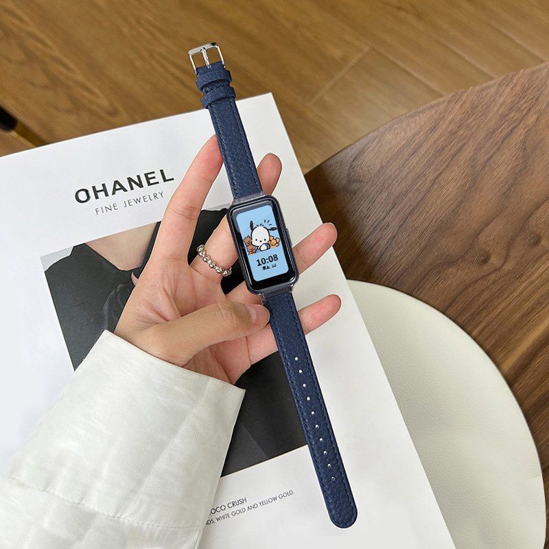 화웨이 밴드9 스트랩 가죽 리치 패턴 밴드 브라운 Huawei Band 8/9nfc 스트랩에 적 이미지 6