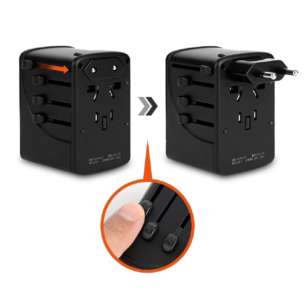 해외 외국 여행용 멀티 아답터 45W PD USB 4포트 유럽콘센트 멀티어댑터 : 주식회사지엔이테크