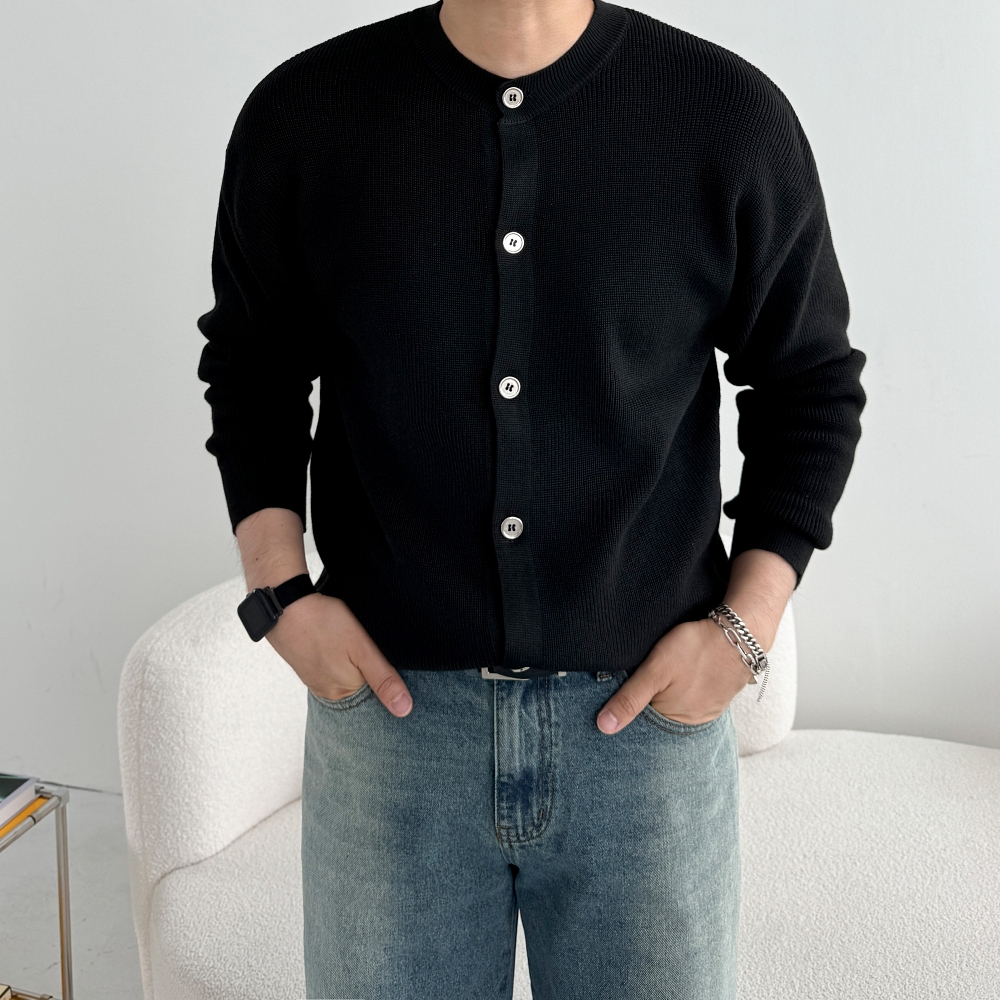 남자얇은가디건 간절기 루즈핏 남자라운드가디건 - 상세 이미지 2