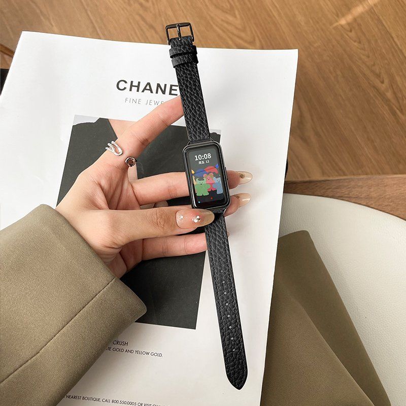 화웨이 밴드9 스트랩 가죽 리치 패턴 밴드 브라운 Huawei Band 8/9nfc 스트랩에 적 이미지 8