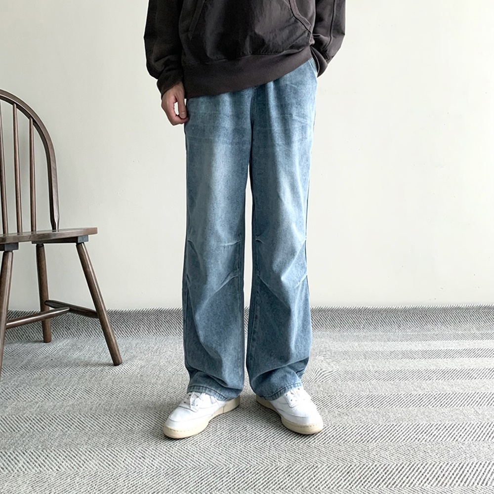 1+1 남자와이드청바지 흑청바지 진청바지 벌룬데님 - 상세 이미지 5