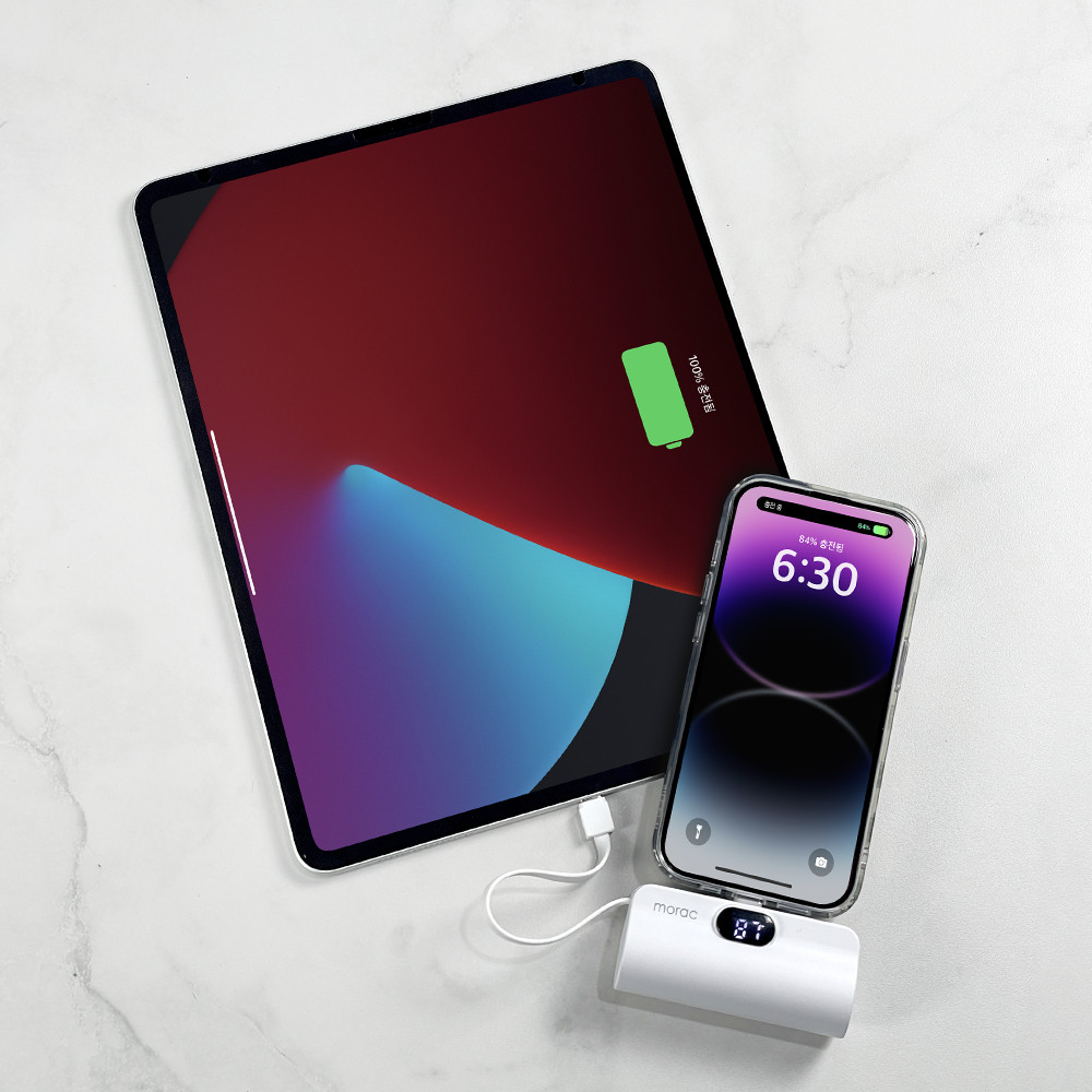 모락 런처 2in1 도킹형 디스플레이 보조배터리 8핀 5000mAh 미니 휴대용 - 상세 이미지 4