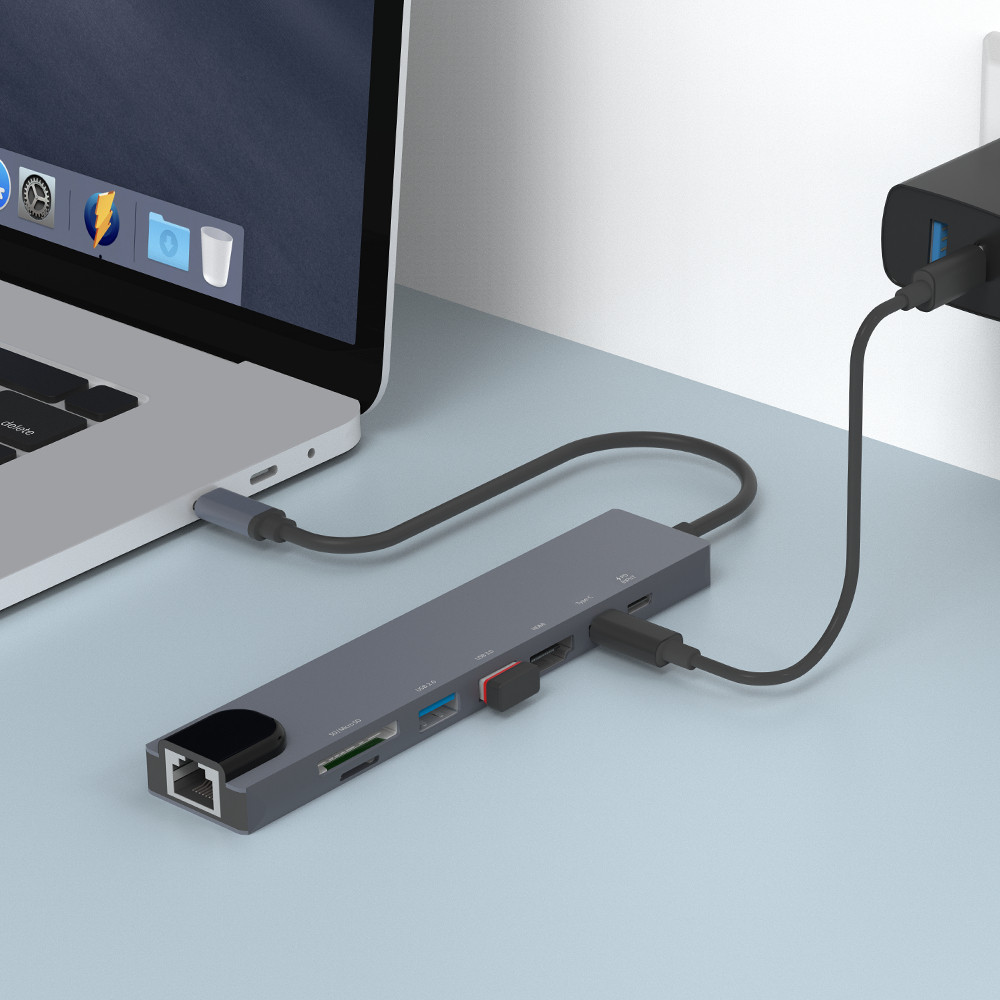 모락 프로토 8포트 Type-C DEX HDMI USB 3.0 이더넷 멀티 허브 C8HUB 이미지 2