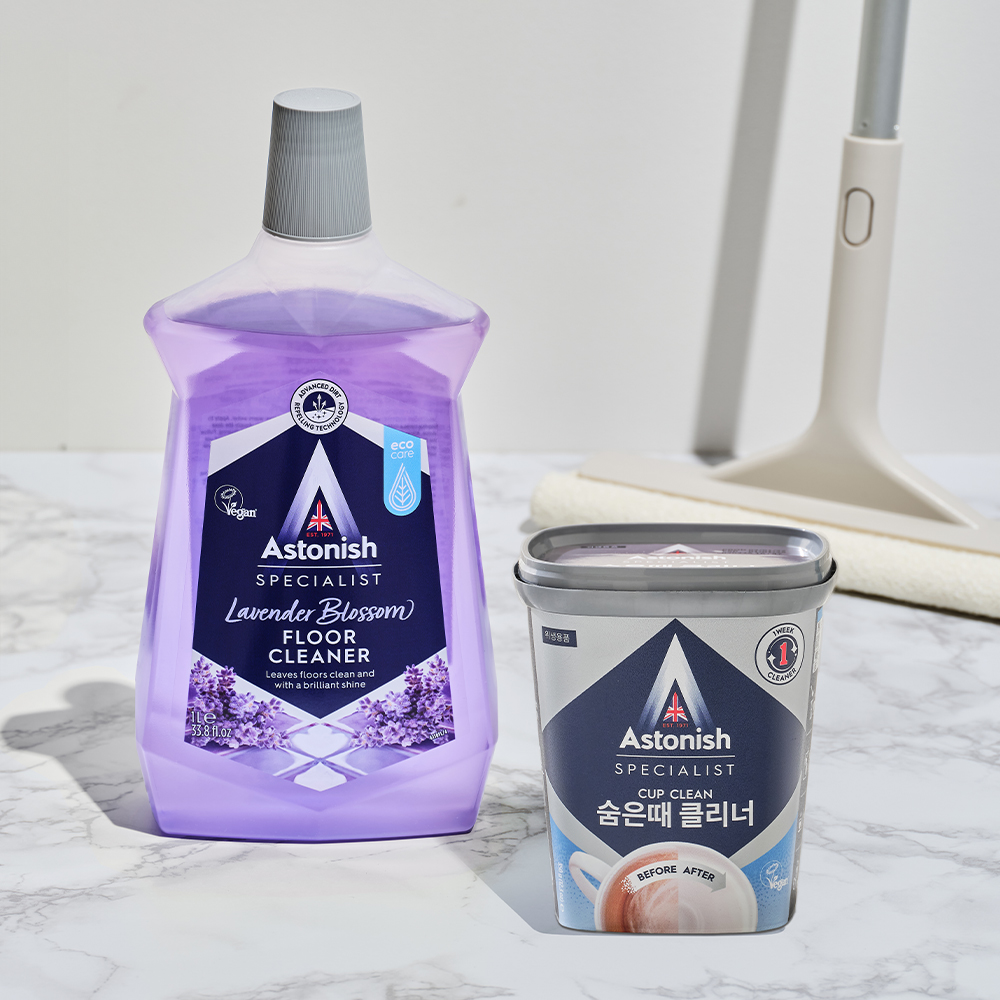 아스토니쉬 바닥 클리너 라벤더 1L+발포 세정 숨은때 클리너 350g 텀블러 걸레냄새 탈취 틈새 광택 - 상품 이미지