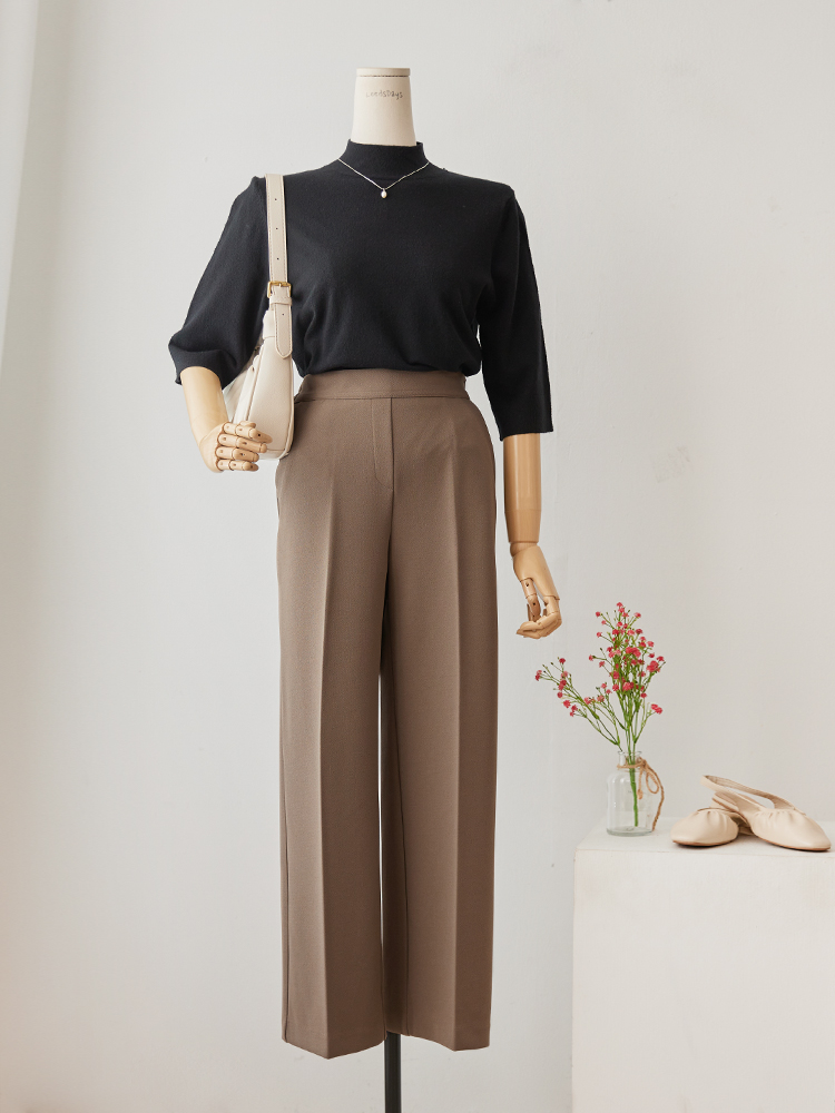 마크치즈 스판 일자 와이드 뒷밴딩 슬랙스 - 상세 이미지 3