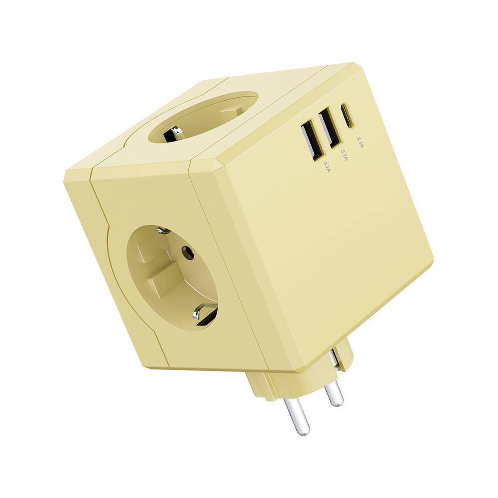 [케이블증정] 고용량 큐브 멀티탭 오브제 누전차단 USB 멀티탭 3구 콘센트 4000W 플러그형 - 상세 이미지 2