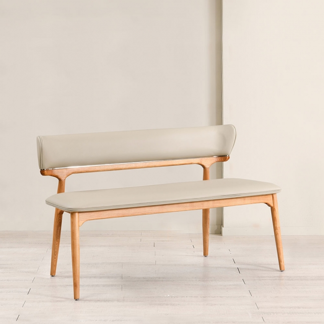 스코나 크로프 물푸레 애쉬 원목 실리콘레더 가죽 2인 등받이 벤치의자 1100