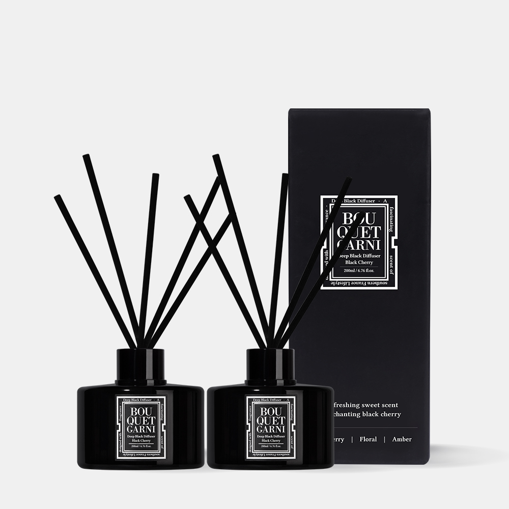 [2개] 부케가르니 딥블랙 대용량 실내디퓨저 실내방향제 200ml 블랙체리 향 화장실 인테리어
