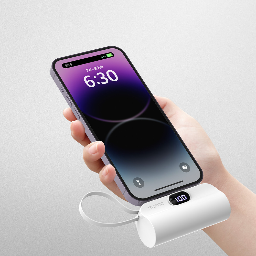 모락 런처 2in1 도킹형 디스플레이 보조배터리 8핀 5000mAh 미니 휴대용 - 상세 이미지 3