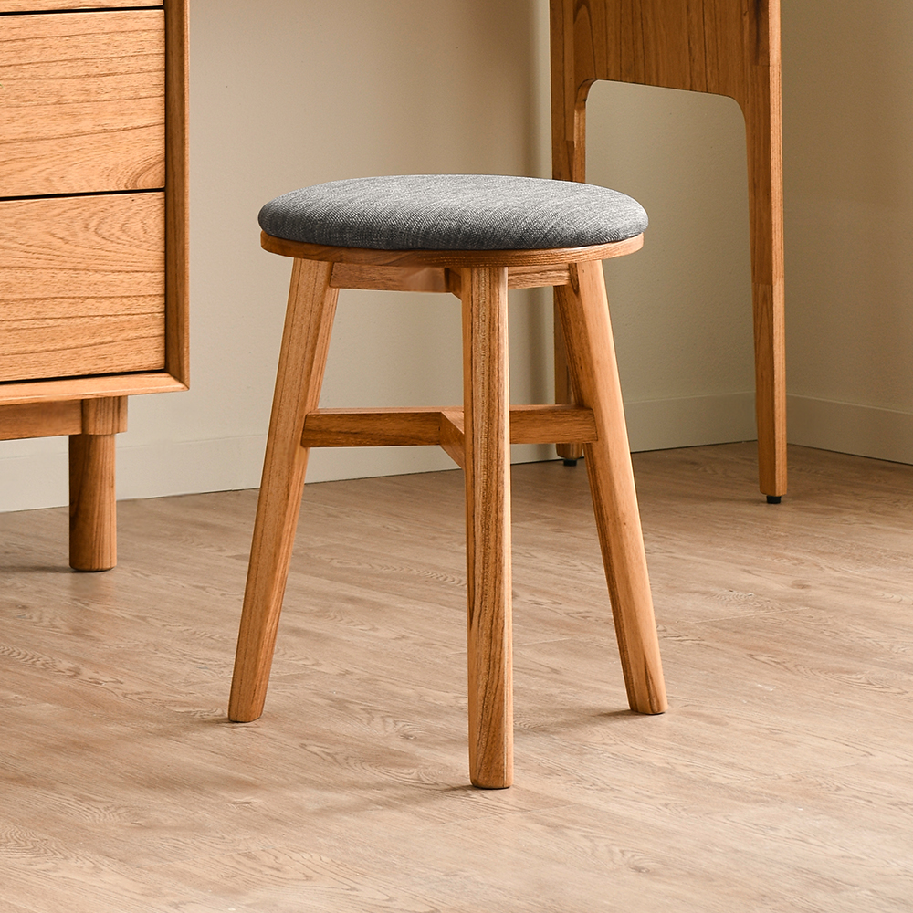 올쏘 부티크 원목 패브릭 스툴 화장대 의자