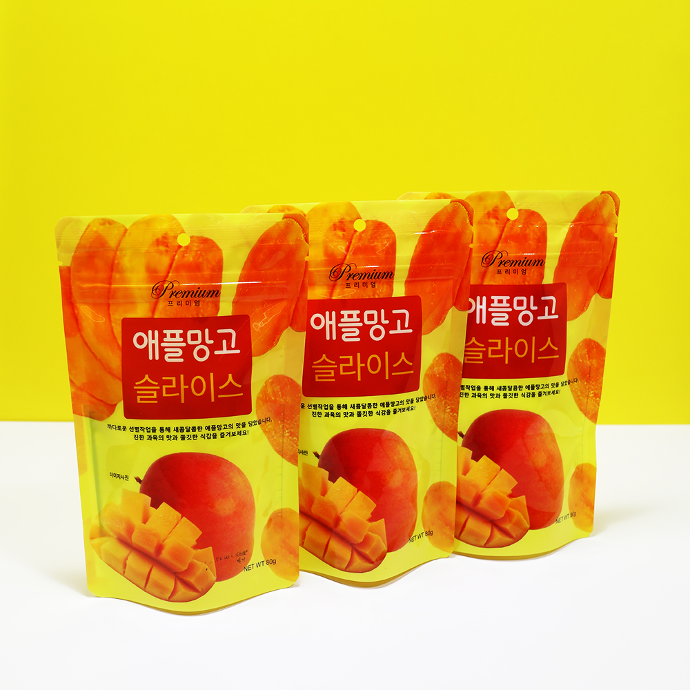 건망고 함량 95% 말랭이 베트남 말린 애플망고 슬라이스 80g, 3개 - 상품 이미지