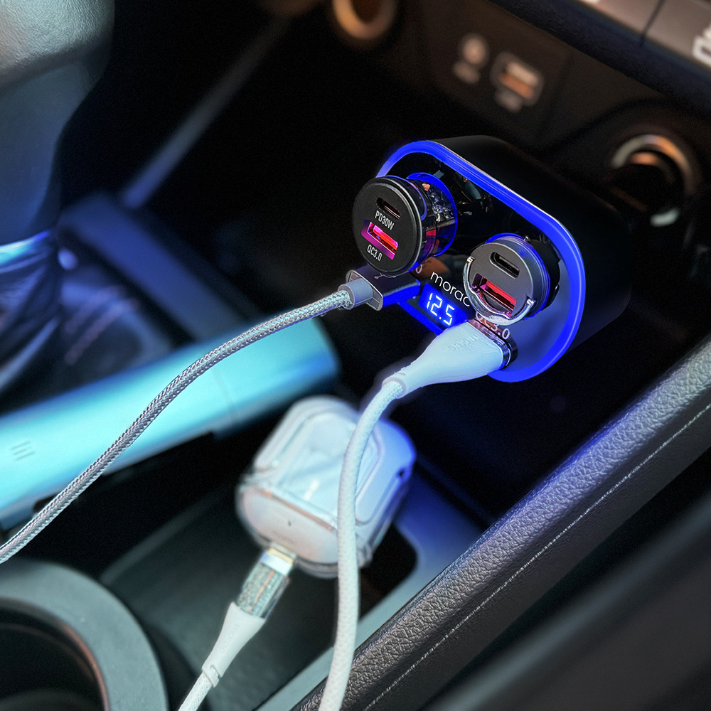모락 네다 D4 시거잭 2소켓 USB 2포트 차량용 고속 충전기 - 상세 이미지 5