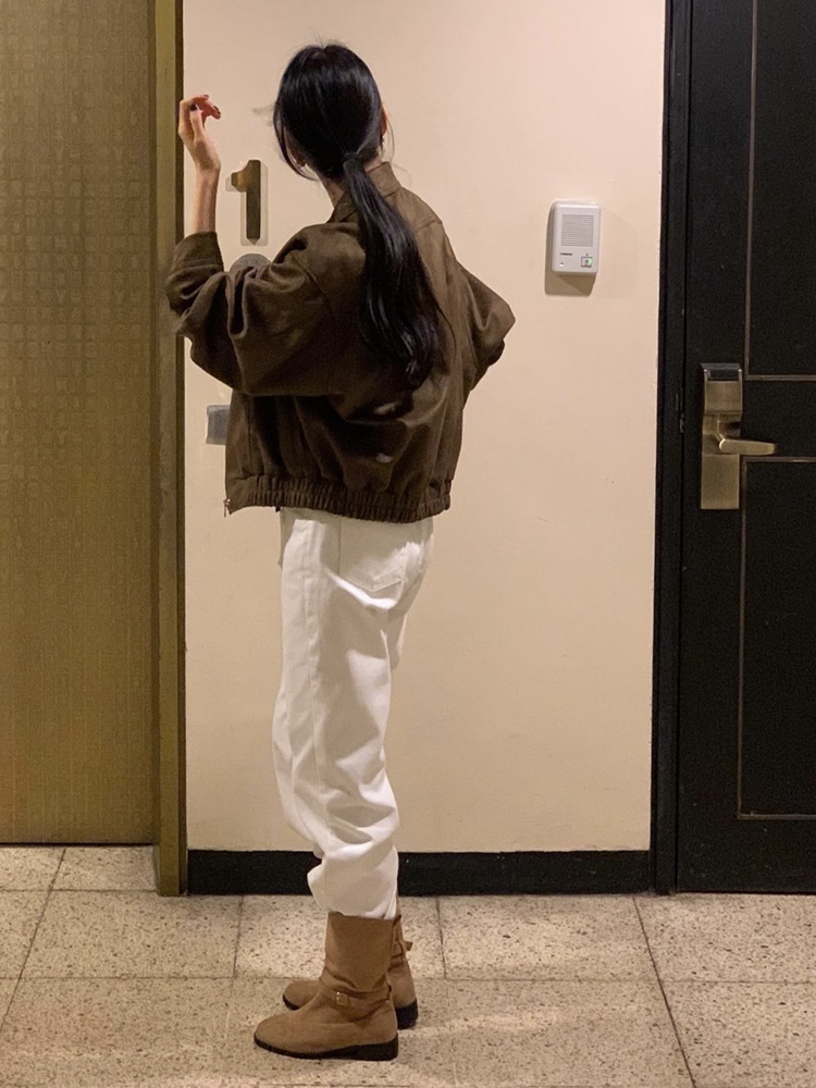 오버핏 스웨이드 여성 블루종 잠바 간절기 가을 아우터 여자 가을 점퍼 레더 블루종 - 상세 이미지 5