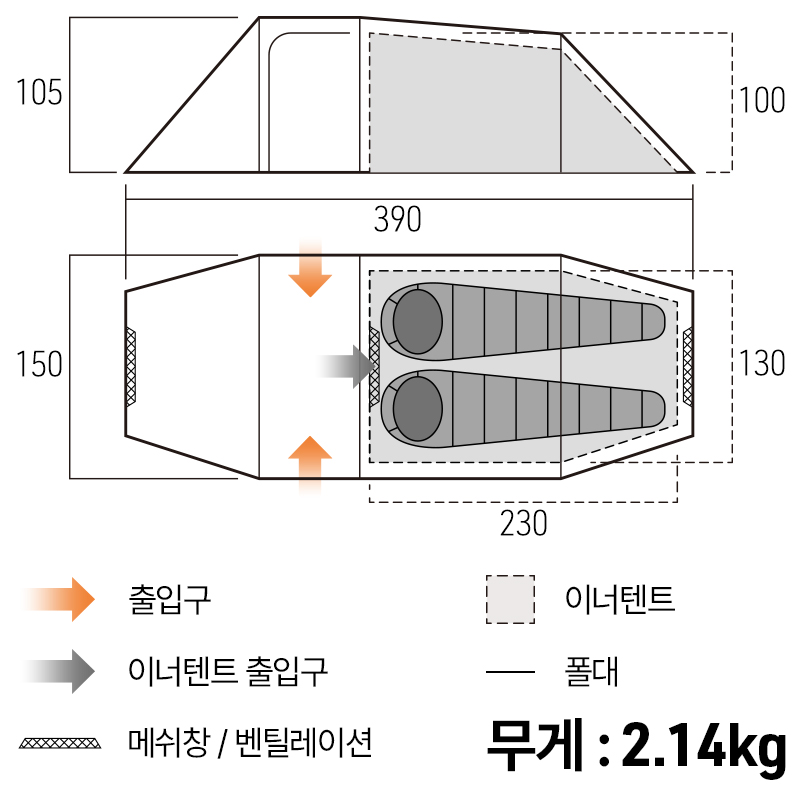 반고 제논 플러스 UL 2 텐트 세트 니오 정식 - 상세 이미지 2