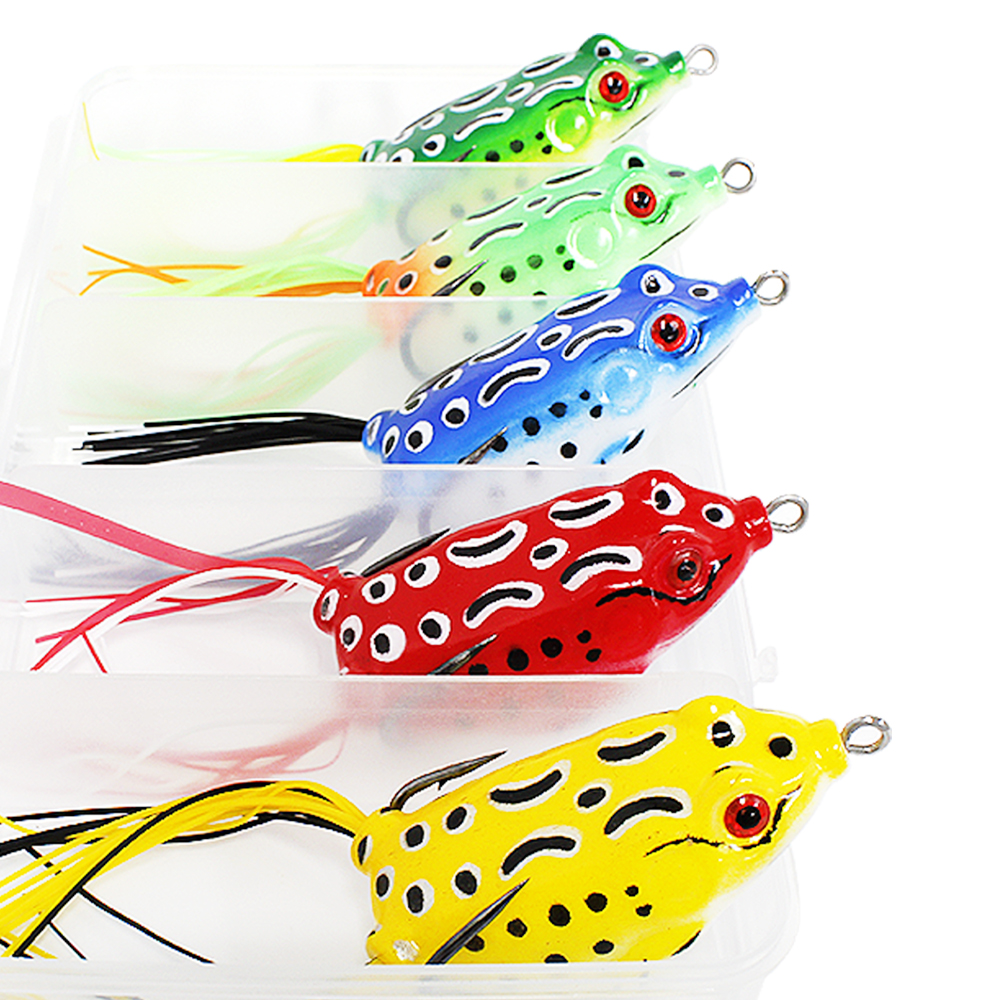 탑워터 배스 와퍼플로퍼 개구리 프로그 루어 로퍼 5개입 세트