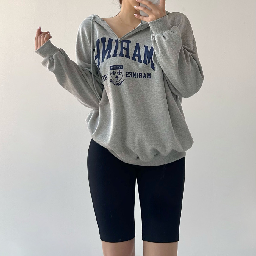 [무료배송]마린 후드집업 후드티 빅사이즈 반집업 시밀러룩 츄리닝 레이어드 오버핏후드티 사계절내내 휴양지룩 여행룩 힙커버 롱 루즈 상세 이미지 28