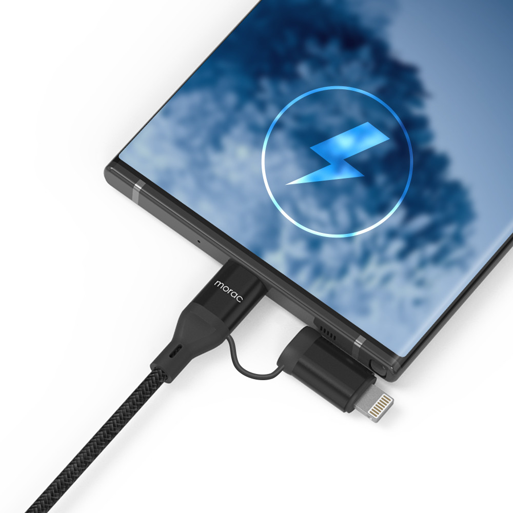모락 NY 메탈 2in1 USB C to C & 8핀 멀티 PD 고속 충전 케이블 1.5m - 상세 이미지 5