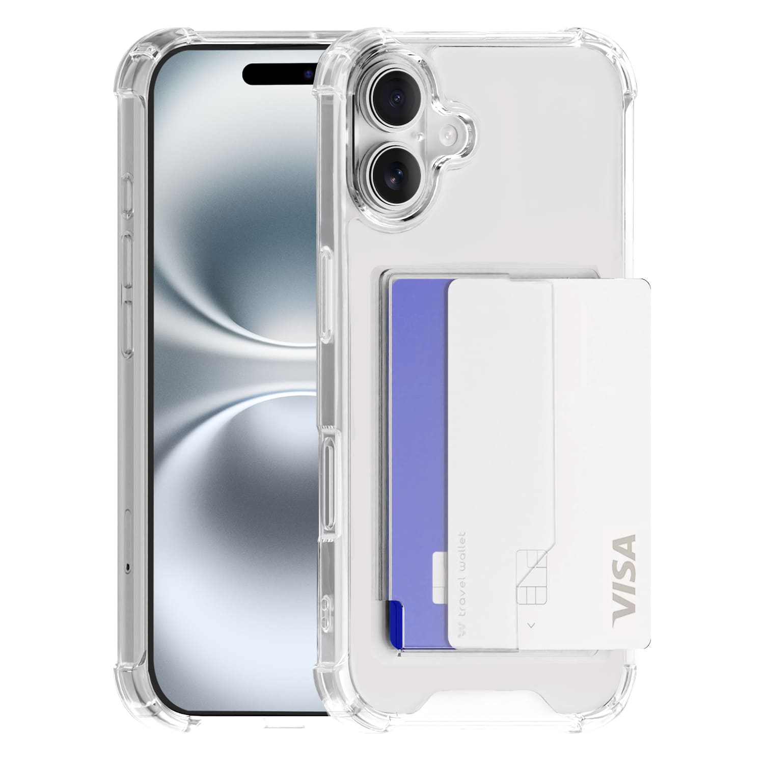 168cm 카드수납 케이스 2장 범퍼 투명, 아이폰16 플러스 - 상품 이미지